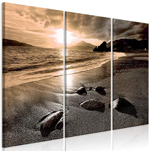 decomonkey Akustikbild Premium Strand Meer 90x60 cm 3 Teilig Teilig Kunst Akustikpaneele Akustikdämmung Schallschlucker Schallabsorber Schalldämmung Akustikplatten Landschaft Natur