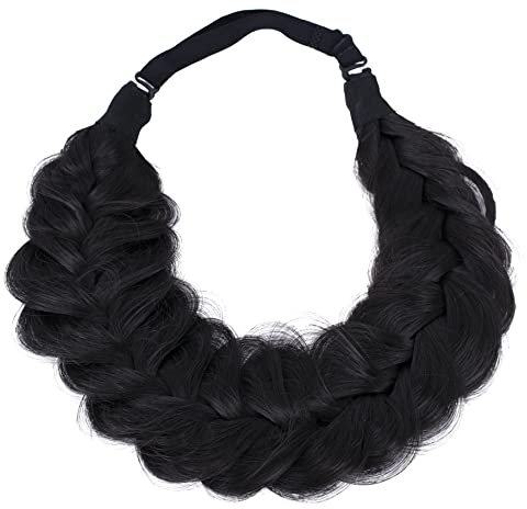 CAISHA by PRETTYSHOP Zopf Haarteil Haarband Stirnband Haarschmuck Geflochten Schwarzbraun HZ201