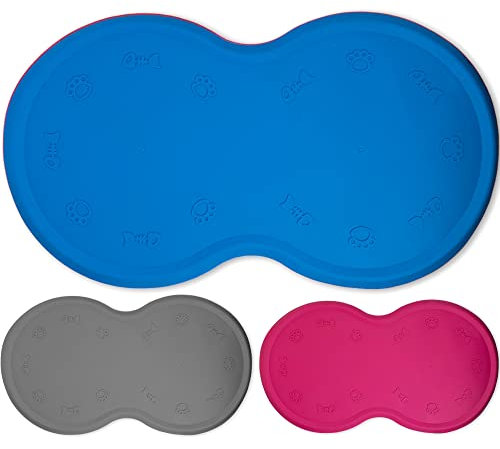 Wasserabweisende Napfunterlage Futtermatte aus Silikon, Unterlage für Haustierfutter Katzennapf Hundenapf, 45 x 25 cm (Pink)