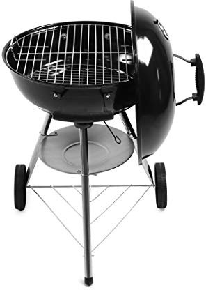 Kettle Holzkohlegrill Tragbarer BBQ Grills Outdoor Kugeldesign in Schwarz 47x49x80cm