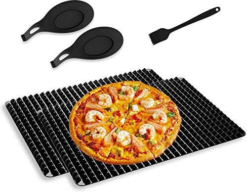 ANTHYTA 2er Pack Silikon Backmatte mit Pyramiden-Struktur Hitzebeständige Silikon Pyramidenmatte 27 * 39cm Backpapier Backunterlage Silikon Pyramid Backblech Backmatte für Ofen Grill BBQ Indoor