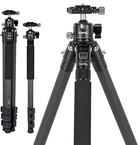 SMALLRIG Treppiede Leggero e Compatto in Fibra di Carbonio con Monopiede Staccabile, Testa a Sfera a 360°, Piastra a Sgancio Rapido, Carico Utile Fino a 26,5 Libbre/12 kg - 4060