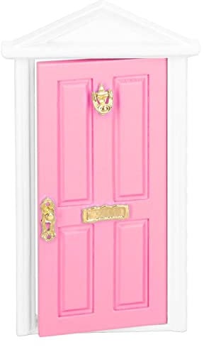 VBESTLIFE Mini Wooden Door,Mini Wooden Door Bright Color Vivid Details Smoother Dollhouse Miniature Fairy Door for 1:12 Doll House Gifts(Light Pink)