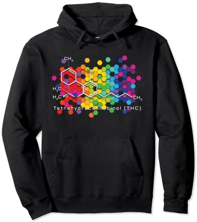 Buntes THC-Molekül Pullover Hoodie