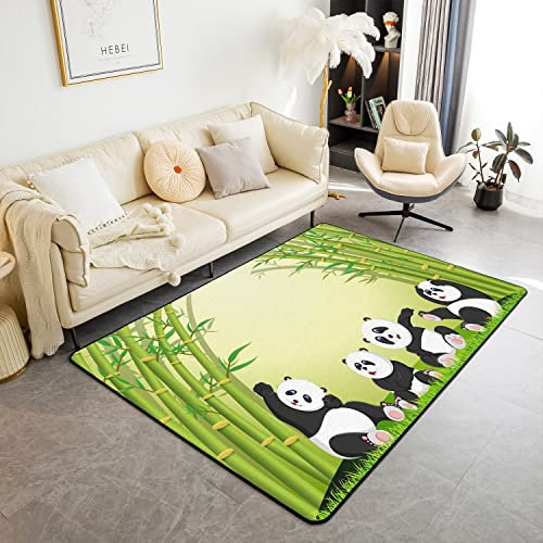 Loussiesd Panda Teppich 100x150cm Nette Tier Teppiche Matte für Wohnzimmer Schlafzimmer Dekor Nette Cartoon Panda Teppich Rutsch Schwarz Weiß Bereich Runner Teppich