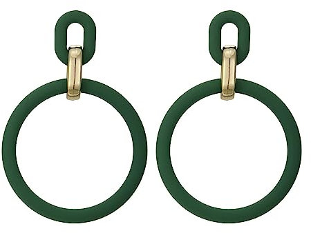 SIXDUTON Neon Creolen für Damen, Acryl Ohrringe Retro 80er 90er Jahre, Übertriebene Creolen für Kostüm Party Halloween, Accessoires Schmuck Zubehör (Dunkelgrün)