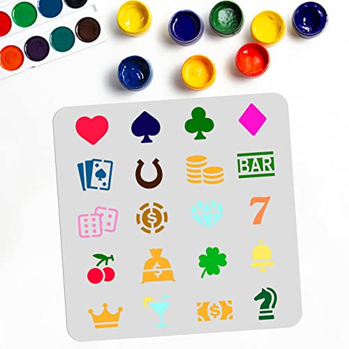 MAYJOYDIY Spielkarten Schablonen 30 × 30 cm Malen Spielkarten Herstellung Schablonen Wiederverwendbar Diamant Herz BAR Muster DIY Kunststoff Schablone Für Kunst Und Handwerk