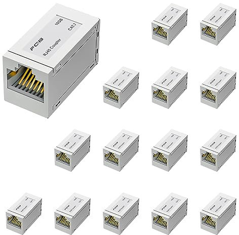FGB 10Gbps 15-Pack Cat7 RJ45 Shielded Ethernet coupler, Lan coupler, Lan cable extension, Lan adapter, Extender Adapter Female to Female RJ45 Connector