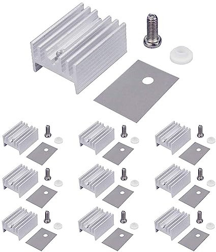 elpohl® 10er Set Aluminium TO-220 Kühlkörper Montagesets Kits, Kühlkörper + Schraube + Unterlegscheibe + Isolierer gummiertes Silikon für TO220 MOSFET-Transistor/LM78XX Spannungsregler(20mmx15mmx10mm)