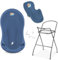 Baby Badewanne mit Gestell 4 Set TÜV Rheinland zertifiziert! Babybadewannen + Baby Badewannensitz +Abfluss + Gestell - Babywanne mit Ständer! Baby Pflegeset für Neugeborene.