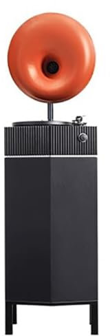 MegLob Moderno Giradischi in Vinile, Giradischi Classico, Fonografo di Lusso, Supporto Giradischi LP 33/45 Giri con Altoparlante, Supporta La Riproduzione con Connessione Wireless,Black c