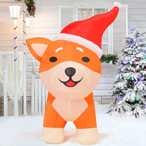 Aufblasbare Weihnachts-Outdoor-Dekorationen, aufblasbarer Hund, integrierte LEDs für Weihnachten, Innen- und Außenbereich, Hof, Rasen, Gartendekorationen