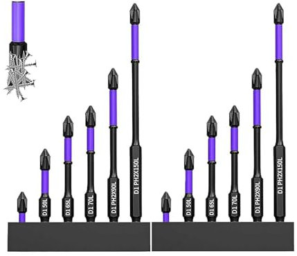 Magnetische Anti Rutsch Bohrer - 6 teiliges Set verbesserte rutschfeste stoßfeste Bohrer - Stoßfestes D1 Schlagschrauber Bit Set - Kreuzschlitz Magnetkopf mit Aufbewahrungsbasis
