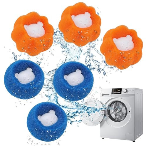 Boule Anti Poil Machine à Laver,6pcs Attrape Poils Machine a Laver Réutilisable,Balle de Lavage Anti Poils,Boule Anti Poils Machine a Laver,Attrape Poils Animaux,Pet Hair Catcher Réutilisable