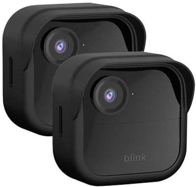 Qopoto Silicone Case Cover for All-New Blink Outdoor 4 (4th Gen), Weatherproof Protective Skin Cover with Hat Brim, 8 Pack, Black