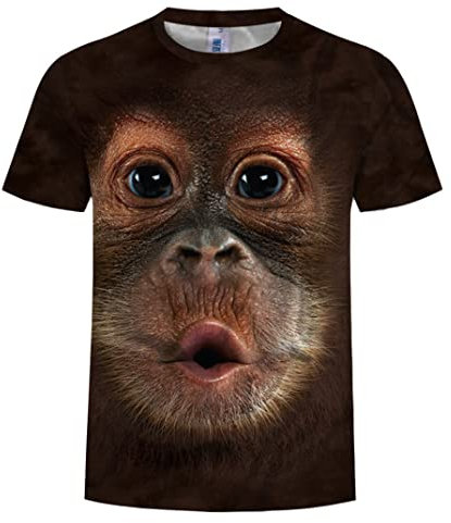 1pc Funny Monkey T-Shirt Cartoon Digitale Druckkleidung bequem und atmungsaktives kurzarmes kreatives Geschenk für Mann (XL), T-Shirts Lustige T-Shirts