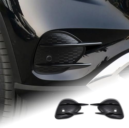 KUNGKIC ABS Auto Frontstoßstange Nebelscheinwerferabdeckungen Lippen Splitter Spoiler Grill Kühlergrill Dekorative Compatible with Mercedes-Benz GLC Class X254 400e AMG 2022-2024 Zubehör (Schwarz)