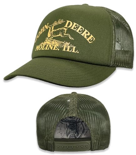 John Deere Casquette de baseball Trucker Hat 13083326Ov Vintage Baseball Cap Trucker Hat Trademark Print Olive, vert olive, Taille unique