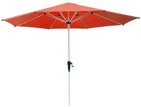 Aluminium Sonnenschirm 350 cm mit Kurbelsystem - runder Sonnenschirm 3,5m Durchmesser - Farbe Terrakotta