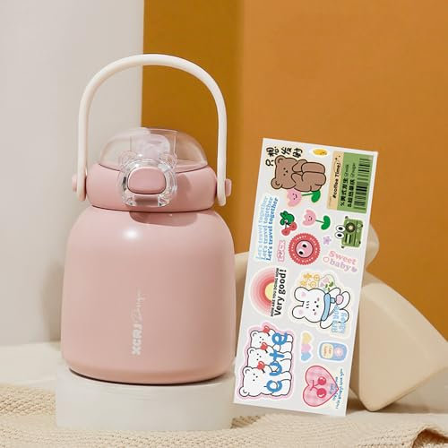 Lkw Ogechi Kinder Isolierte Wasserflasche mit Strohhalm, 480 ml Isolierte Wasserflasche aus Edelstahl, Trinkflaschen für Mädchen und Jungen