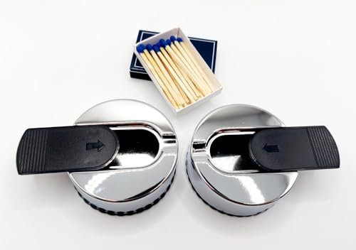 meytrade Taschen Aschenbecher klein und rund Premium 2er Set mit Schieber sauber, sicher und nachhaltig outdoor Ascher, Reiseascher