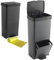 Pack Cubo de basura reciclaje residuos 70L, VERTICAL 2 Compartimentos 76 cm. INCLUYE 75 bolsas de basura adaptadas: 5 rollos 30L