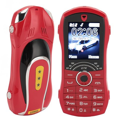 Sxhlseller Petit Téléphone Portable Portable pour Personnes âgées et Enfants, Téléphone Portable pour Personnes âgées en Forme de Voiture de 4,6 Cm avec Gros Boutons, Batterie 2400 MAh,