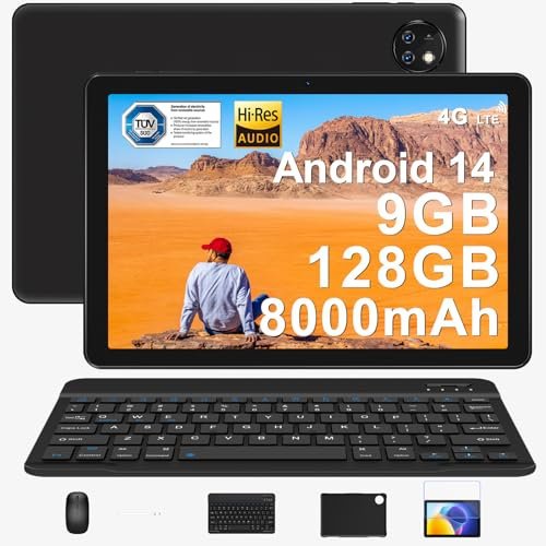 DOOGEE T10W Android 14 Tablet 10 Zoll, Tablet mit Tastatur +Case+ Stift + Maus, 9GB RAM +128GB ROM (1TB TF), 8000mAh, Tablet LTE, 4G Dual SIM Android Tablet/OTG/TÜV SÜD/GPS/Widevine L1