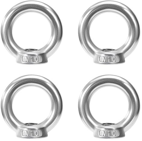 QIMEI-SHOP Tuerca de Anilla M10 Tuercas de Anillo de Acero Inoxidable 304 Anillos Ojales de Elevación para Accesorios de Elevación 4 Piezas