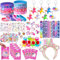 Tacobear 118pcs Kit Anniversaire Licorne Pinata Anniversaire Fille avec Serre-tête Licorne Tampon Bracelet à Claquer Bague Autocollant Tatouage Porte-Clés Sac Cadeau Anniversaire pour Enfants