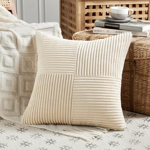 FDTERN 1 Stück Khaki Kissenbezug 70x70 cm Weich Kordsamt Kissenbezüge Kissenhülle Dekokissenbezug Sofakissen Dekokissen Boho Deko für Sofa Schlafzimmer Wohnzimmer Balkon (Ohne Kissenfüllung)