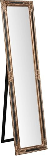 Biscottini Bodenspiegel für Schlafzimmer, 42,5 x 5,5 x 172,5 cm, Standspiegel mit Holzrahmen, Langer Bodenspiegel