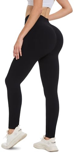AMIYOYO Scrunch Butt Leggings Damen Push Up High Waist Sport Leggins Booty Elastische Yoga Hose Gym Po Sportsleggings Fitness Blickdicht Sporthose(ASchwarz,M)