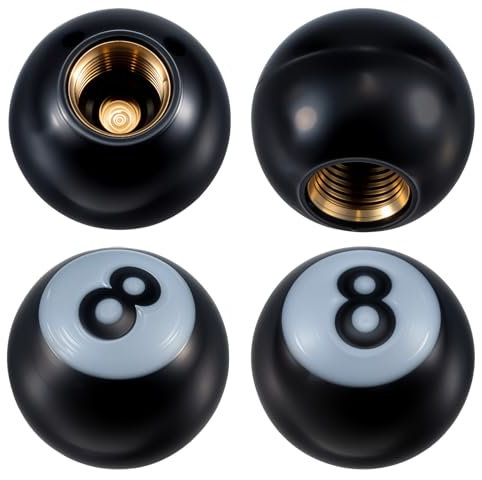 Ymapinc 4 Stück Ventilkappen Fahrrad Schwarz 8-Ball Universal Reifen Ventilkappen Anpassung an 8v1 Innendurchmesser Gewinde Kupferkern Autoventil Kappe für Auto SUV LKW Fahrrad