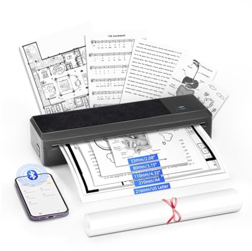 BORN4SHIP P83 Impresora Térmica A4, Impresora Portátil, Impresora Móvil Compatible con iOS & Android, Impresora Térmica Bluetooth soporta Papel térmico A4 para Viajar casa Oficina Escuela