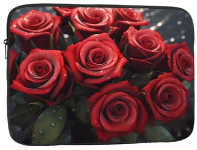 YYHWHJDE Schutzhülle für Laptops mit roten Rosen, stoßfest, tragbar, 30,5 cm (12 Zoll), für Damen und Herren, Geschäftsreisen und den täglichen Gebrauch im Büro