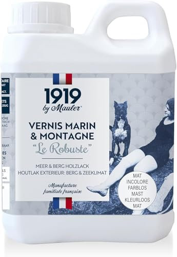 1919 BY MAULER - Vernis Marin & Montagne « Le Robuste » - Mat Incolore - 5L - Bois Extérieur et Peinture - Résistance extrême intempéries & UV