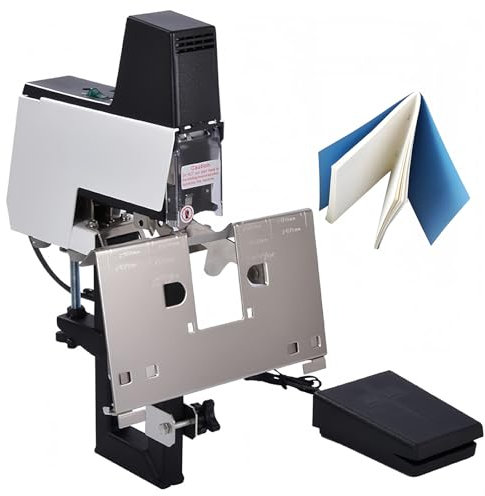 SAIYERUS Elektrischer Hefter - Automatisches, schnelles, Robustes Doppelverwendungsgerät für Flach- und Sattelbinder mit Fußpedal, 2–40 Blatt, automatische Sattelbindemaschine fürs Büro,110V