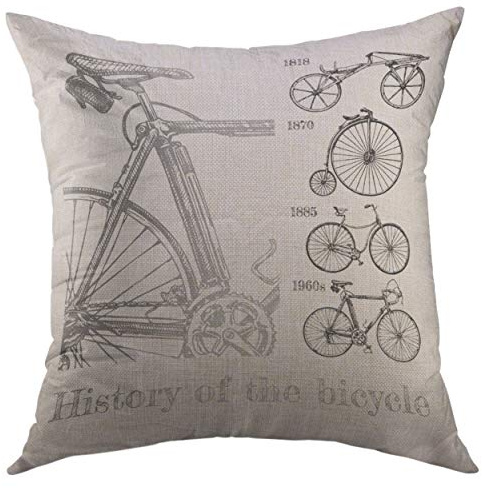 Kissenbezüge Fahrrad-Evolution In Tinte Stilarten Fahrräder Draisine Hochrad Sicherheit Rennrad Kopfkissenbezug Moderne Kissen Fall Waschbar Zierkissenbezug Für Büro Wohnzimmer 45X45CM