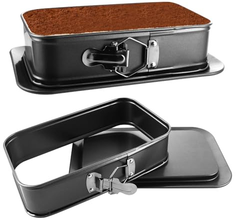 LDHHYH 2 Stück Backform Rechteckig, 28x18CM Kuchenform Eckig, Schwarz Backform Eckig, Springform Rechteckig, Rechteckige Springform Mit Abnehmbarem Boden, Antihaft-Form auslaufsicher
