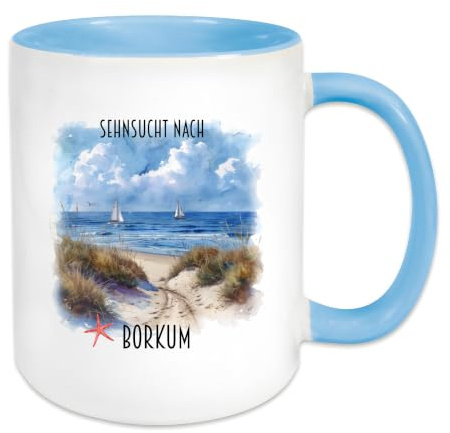 Generisch Urlaubstasse Sehnsucht nach Borkum, Deutschland, Küste, Nordsee | Geschenk,Borkum Geschenkidee