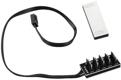 BrambleCo 4-Pin PWM PC Fan Hub - Power Supply Extension Cable - 1 to 5 Way Adapter - With PWM Function - For Desktop Computer Case CPU Cooler - Fan Splitter