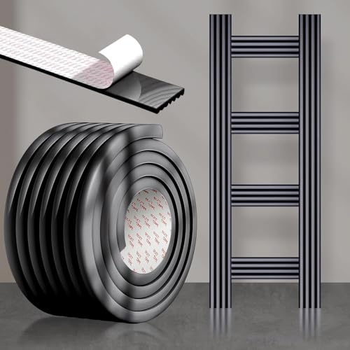 Zodazoqa Bunk Bed Ladder Pads, PVC Soft Corner Protectors, Self-Adhesive | Black, 6.5 Ft, Bunk Bed Step Cover Foam Padding, Bunk Bed Ladder Cover, For Ladder, Stair Edge, Sharp Edges, Desk, Furniture