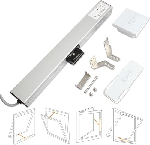 Actuador De Apertura De Ventana De Cadena Eléctrica 24v Carrera 300-1000mm, Abridor De Ventana Motorizado Y Cierres para Colgar Ventanas, Tragaluz, Ventilación De Techo, Motor+Remote+Switch, 400mm