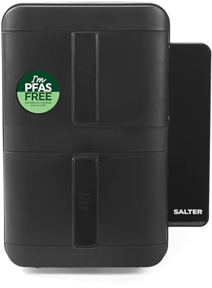 Salter VertiCook Freidora de aire, 9 L, doble cesta vertical digital | 2 cajones 4,5 L sin PFAS, aptos lavavajillas, rejillas acero inoxidable, 9 programas, Sync & Match, 60-230 °C