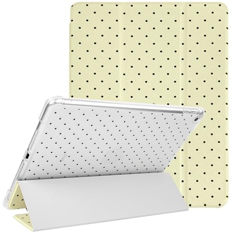 Lovmooful for iPad 9/8/7 10.2 Case Cute Polka Dot-Yellow | for iPad 7th/8th/9th Gen(10.2,2021/2020/2019),TPU Pencil Holder,Trifold Stand Protective,for Girls Women Girly