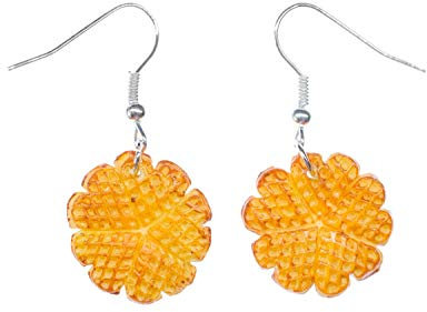 Miniblings Waffel Herzwaffel Ohrringe - Handmade Modeschmuck I Backen Kuchen hell - Ohrhänger Ohrschmuck versilbert