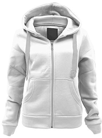 Parsa Fashions Ladies Plain Zip Up Hoodie Womens Fleece Hooded Top Long Sleeves Front Pockets Soft Stretchable Comfortable (Cream/3XL UK-18)