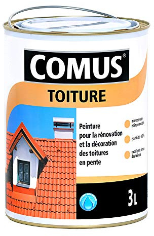 comus TOITURE - Rouge brique 3L - Peinture décorative imperméable pour la rénovation des toitures