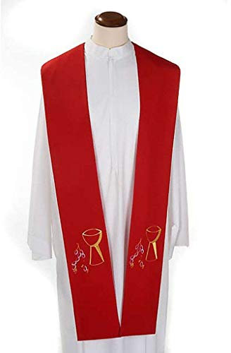 Holyart Priesterliche Stola Stickerei Kelch Trauben, Grün